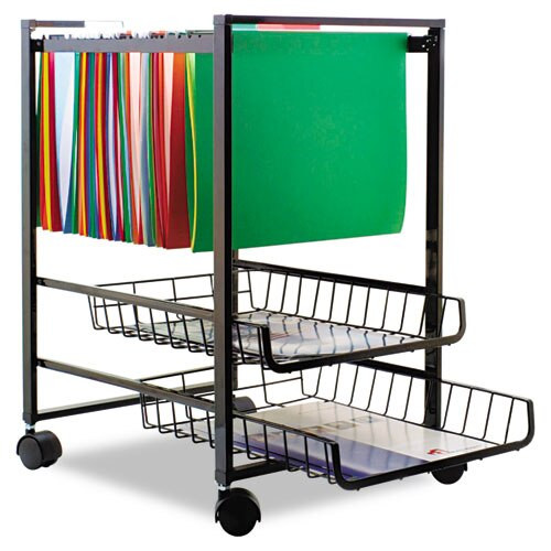 Mobile File Cart W/sliding Baskets, 12.88w X 15d X 21.13h, Black Mobile File Cart W/sliding Baskets, 12.88w X 15d X 21.13h, Black
