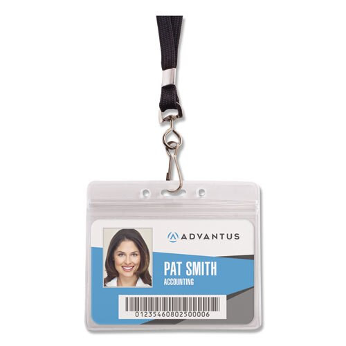 Resealable Id Badge Holder, Lanyard, Horizontal, 4.13 X 3.75, Clear, 20/pack Resealable Id Badge Holder, Lanyard, Horizontal, 4.13 X 3.75, Clear, 20/pack