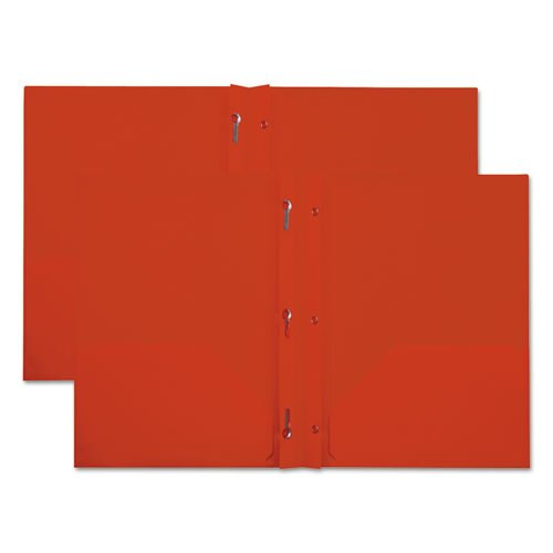 Plastic Twin-pocket Report Covers With 3 Fasteners, 100 Sheets, Red, 10/pk Plastic Twin-pocket Report Covers With 3 Fasteners, 100 Sheets, Red, 10/pk