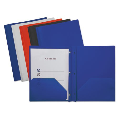 Plastic Twin-pocket Report Covers With 3 Fasteners, 100 Sheets, Red, 10/pk Plastic Twin-pocket Report Covers With 3 Fasteners, 100 Sheets, Red, 10/pk