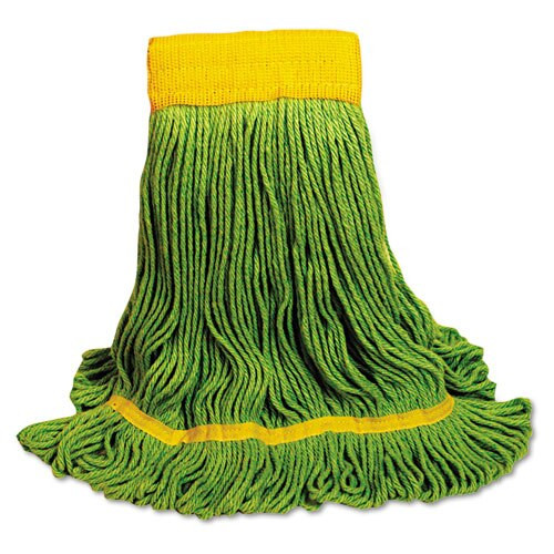 Ecomop Looped-end Mop Head, Recycled Fibers, Medium Size, Green Ecomop Looped-end Mop Head, Recycled Fibers, Medium Size, Green