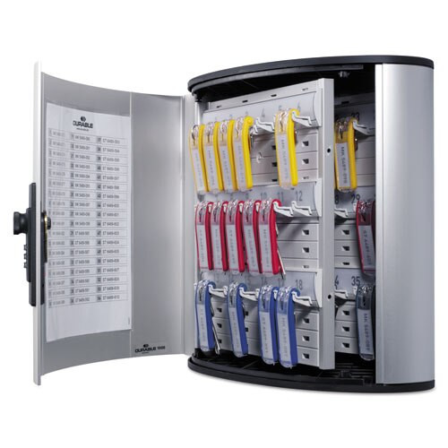 Locking Key Cabinet, 36-key, Brushed Aluminum, Silver, 11 3/4 X 4 5/8 X 11