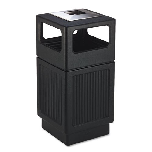 Canmeleon Ash/trash Receptacle, Square, Polyethylene, 38 Gal, Textured Black Canmeleon Ash/trash Receptacle, Square, Polyethylene, 38 Gal, Textured Black