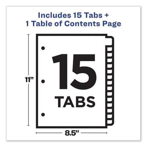 Customizable Table Of Contents Ready Index Dividers With Multicolor Tabs, 15-tab, 1 To 15, 11 X 8.5, Translucent, 1 Set Customizable Table Of Contents Ready Index Dividers With Multicolor Tabs, 15-tab, 1 To 15, 11 X 8.5, Translucent, 1 Set
