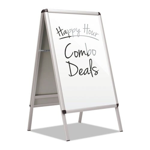 Improv A-frame Sign With Total Erase Surface, Aluminum, 28 1/2w X 42h, Silver Improv A-frame Sign With Total Erase Surface, Aluminum, 28 1/2w X 42h, Silver