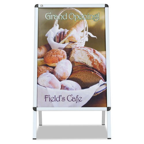 Improv A-frame Sign With Total Erase Surface, Aluminum, 28 1/2w X 42h, Silver Improv A-frame Sign With Total Erase Surface, Aluminum, 28 1/2w X 42h, Silver