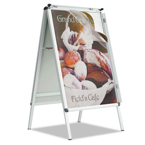 Improv A-frame Sign With Total Erase Surface, Aluminum, 28 1/2w X 42h, Silver Improv A-frame Sign With Total Erase Surface, Aluminum, 28 1/2w X 42h, Silver