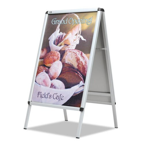 Improv A-frame Sign With Total Erase Surface, Aluminum, 28 1/2w X 42h, Silver Improv A-frame Sign With Total Erase Surface, Aluminum, 28 1/2w X 42h, Silver