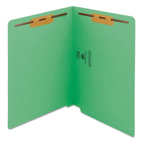 Watershed/cutless End Tab 2-fastener Folders, Straight Tab, Letter Size, Green, 50/box