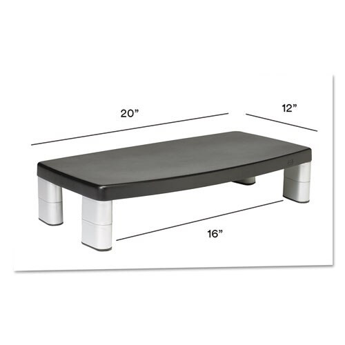 Extra-wide Adjustable Monitor Stand, 20 X 12 X 1 To 5 7/8, Black Extra-wide Adjustable Monitor Stand, 20 X 12 X 1 To 5 7/8, Black