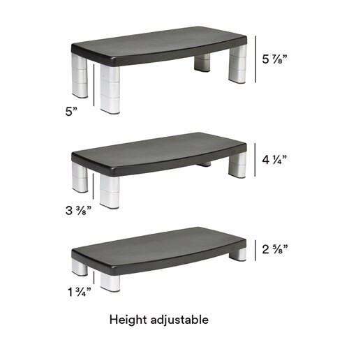 Extra-wide Adjustable Monitor Stand, 20 X 12 X 1 To 5 7/8, Black Extra-wide Adjustable Monitor Stand, 20 X 12 X 1 To 5 7/8, Black