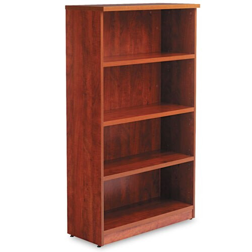 Alera Valencia Series Bookcase, Four-shelf, 31 3/4w X 14d X 54 7/8h, Medium Cherry Alera Valencia Series Bookcase, Four-shelf, 31 3/4w X 14d X 54 7/8h, Medium Cherry