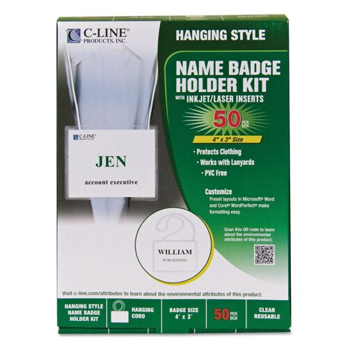 Specialty Name Badge Holder Kits, 4 X 3, Horizontal Orientation, White, 50/box Specialty Name Badge Holder Kits, 4 X 3, Horizontal Orientation, White, 50/box
