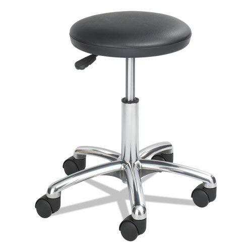 Height-adjustable Lab Stool, 21" Seat Height, Supports Up To 250 Lbs., Black Seat/black Back, Chrome Base Height-adjustable Lab Stool, 21" Seat Height, Supports Up To 250 Lbs., Black Seat/black Back, Chrome Base