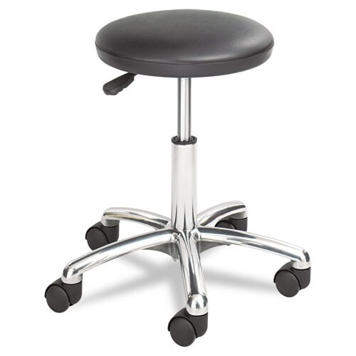 Height-adjustable Lab Stool, 21" Seat Height, Supports Up To 250 Lbs., Black Seat/black Back, Chrome Base Height-adjustable Lab Stool, 21" Seat Height, Supports Up To 250 Lbs., Black Seat/black Back, Chrome Base