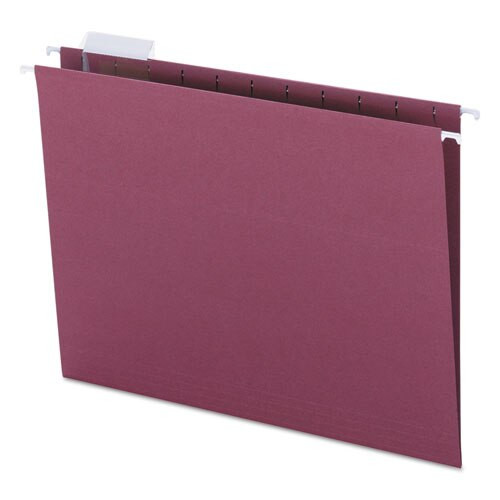 Colored Hanging File Folders, Letter Size, 1/5-cut Tab, Maroon, 25/box Colored Hanging File Folders, Letter Size, 1/5-cut Tab, Maroon, 25/box