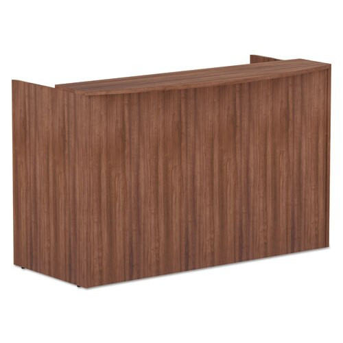 Alera Valencia Series Reception Desk With Counter, 71w X 35.5d X 42.5h, Modern Walnut