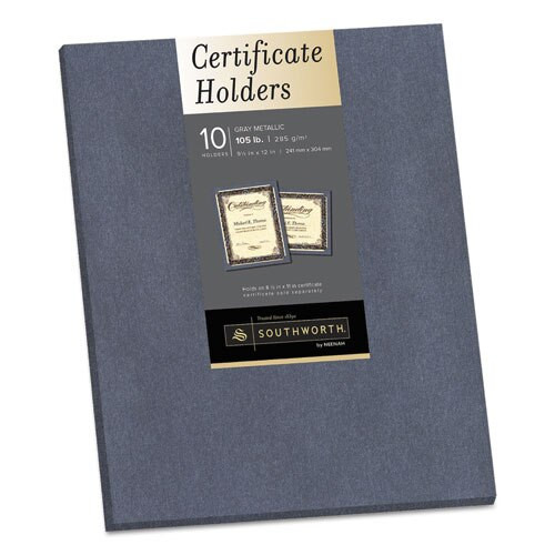 Certificate Holder, Gray, 105lb Linen Stock, 12 X 9 1/2, 10/pack Certificate Holder, Gray, 105lb Linen Stock, 12 X 9 1/2, 10/pack