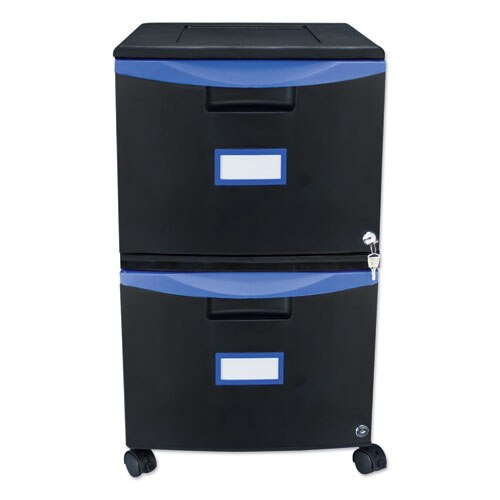 Two-drawer Mobile Filing Cabinet, 14.75w X 18.25d X 26h, Black/blue Two-drawer Mobile Filing Cabinet, 14.75w X 18.25d X 26h, Black/blue