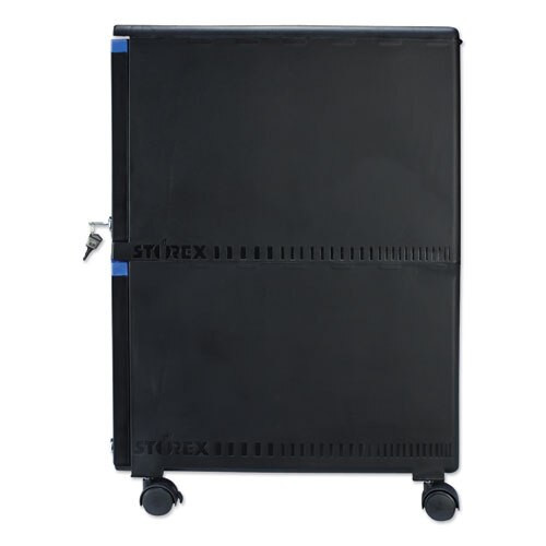 Two-drawer Mobile Filing Cabinet, 14.75w X 18.25d X 26h, Black/blue Two-drawer Mobile Filing Cabinet, 14.75w X 18.25d X 26h, Black/blue
