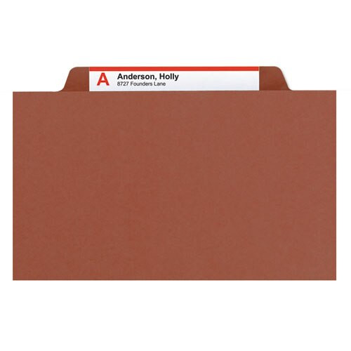100% Recycled Pressboard Classification Folders, 2 Dividers, Legal Size, Red, 10/box 100% Recycled Pressboard Classification Folders, 2 Dividers, Legal Size, Red, 10/box