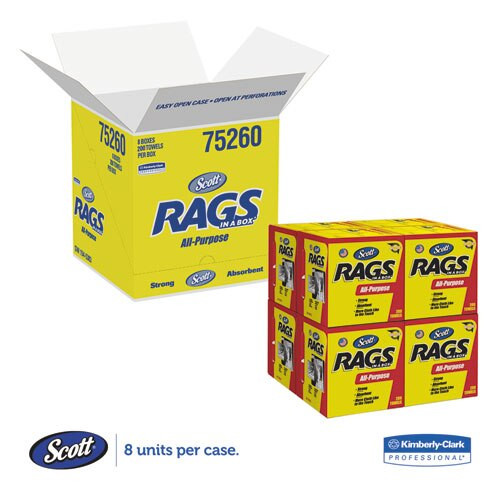 Rags In A Box, Pop-up Box, 10 X 12, White, 200/box, 8 Boxes Per Carton Rags In A Box, Pop-up Box, 10 X 12, White, 200/box, 8 Boxes Per Carton