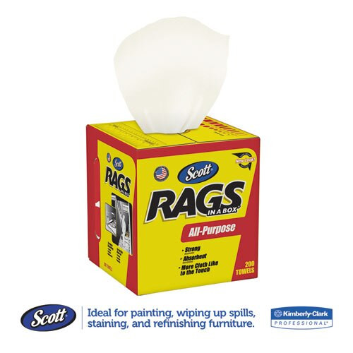 Rags In A Box, Pop-up Box, 10 X 12, White, 200/box, 8 Boxes Per Carton Rags In A Box, Pop-up Box, 10 X 12, White, 200/box, 8 Boxes Per Carton