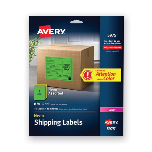 High-visibility Permanent Laser Id Labels, 8.5 X 11, Asst. Neon, 15/pack High-visibility Permanent Laser Id Labels, 8.5 X 11, Asst. Neon, 15/pack