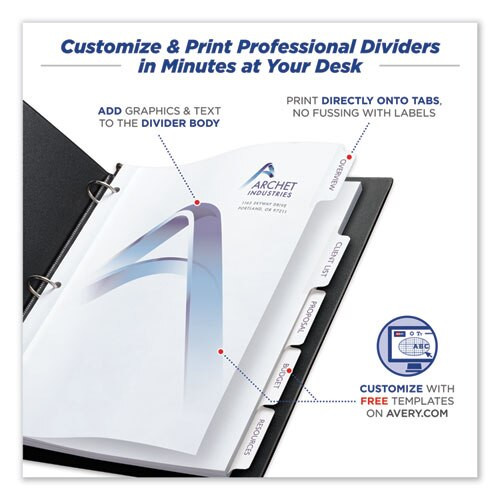 Customizable Print-on Dividers, 5-tab, Letter Customizable Print-on Dividers, 5-tab, Letter