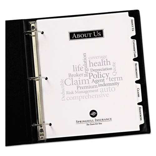 Customizable Print-on Dividers, 5-tab, Letter Customizable Print-on Dividers, 5-tab, Letter