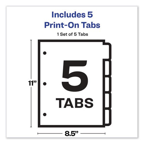 Customizable Print-on Dividers, 5-tab, Letter Customizable Print-on Dividers, 5-tab, Letter