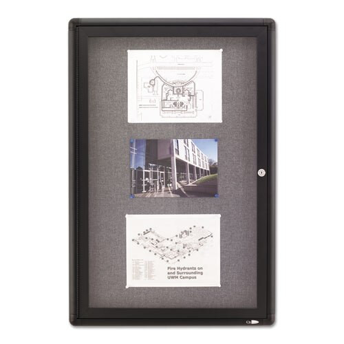 Enclosed Fabric-cork Board, 24 X 36, Gray Surface, Graphite Aluminum Frame Enclosed Fabric-cork Board, 24 X 36, Gray Surface, Graphite Aluminum Frame