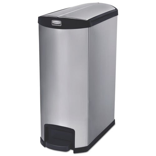 Slim Jim Stainless Steel Step-on Container, End Step Style, 24 Gal, Black Slim Jim Stainless Steel Step-on Container, End Step Style, 24 Gal, Black