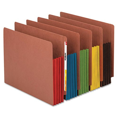 Redrope Drop-front End Tab File Pockets W/ Fully Lined Colored Gussets, 3.5" Expansion, Legal Size, Redrope/blue, 10/box