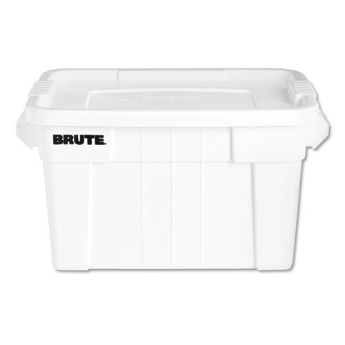 Brute Tote With Lid, 20 Gal, 27.9w X 17.4d X 15.1h, White Brute Tote With Lid, 20 Gal, 27.9w X 17.4d X 15.1h, White