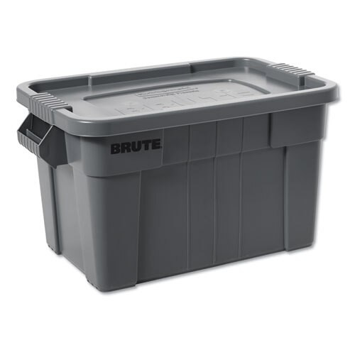 Brute Tote With Lid, 20 Gal, 27.9w X 17.4d X 15.1h, White Brute Tote With Lid, 20 Gal, 27.9w X 17.4d X 15.1h, White