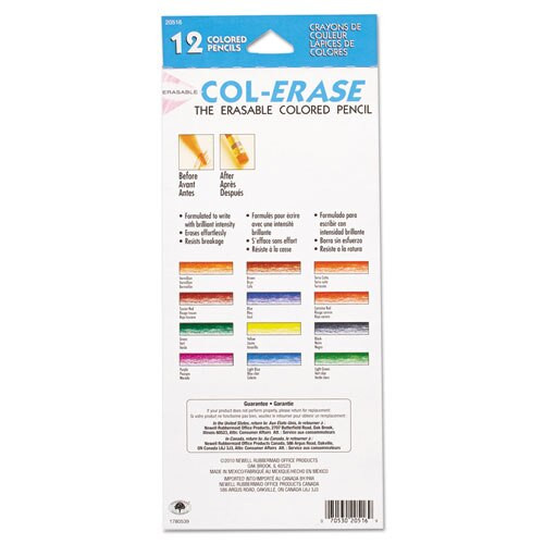 Col-erase Pencil With Eraser, 0.7 Mm, 2b (#1), Assorted Lead/barrel Colors, Dozen Col-erase Pencil With Eraser, 0.7 Mm, 2b (#1), Assorted Lead/barrel Colors, Dozen
