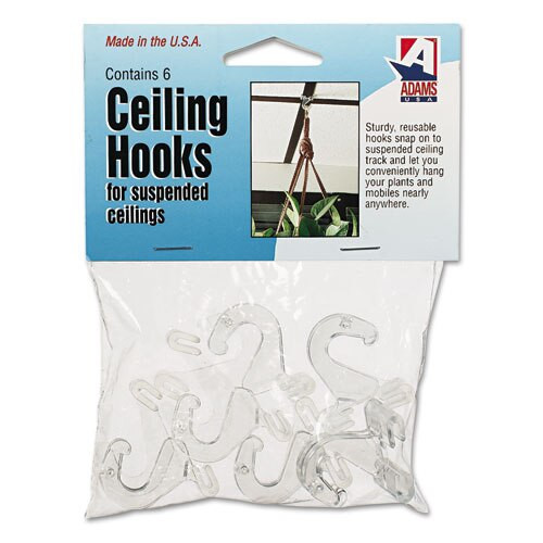 Clear Plastic Ceiling Hooks, 5/16 X 3/4 X 1 3/8, 6/pack Clear Plastic Ceiling Hooks, 5/16 X 3/4 X 1 3/8, 6/pack