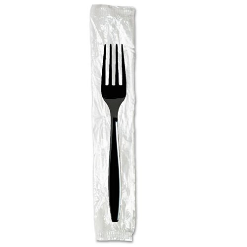 Individually Wrapped Heavyweight Utensils, Fork, Plastic, Black, 1,000/carton Individually Wrapped Heavyweight Utensils, Fork, Plastic, Black, 1,000/carton