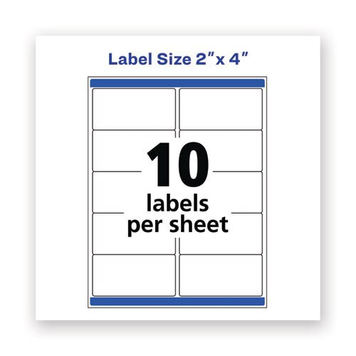Waterproof Shipping Labels With Trueblock And Sure Feed, Laser Printers, 2 X 4, White, 10/sheet, 500 Sheets/box Waterproof Shipping Labels With Trueblock And Sure Feed, Laser Printers, 2 X 4, White, 10/sheet, 500 Sheets/box
