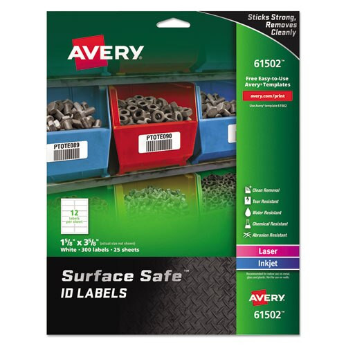 Surface Safe Id Labels, Inkjet/laser Printers, 0.88 X 2.63, White, 33/sheet, 25 Sheets/pack Surface Safe Id Labels, Inkjet/laser Printers, 0.88 X 2.63, White, 33/sheet, 25 Sheets/pack