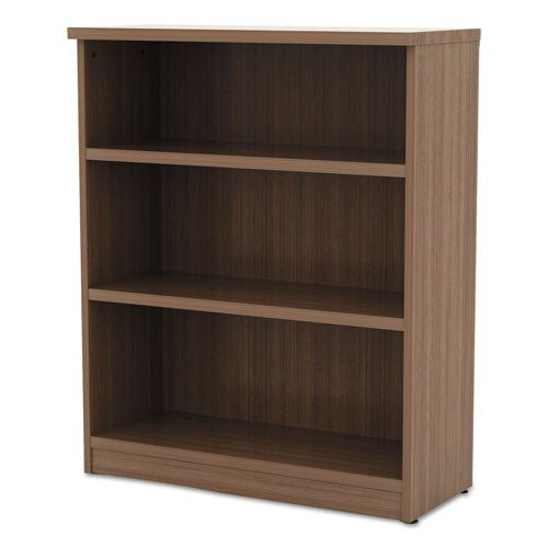 Alera Valencia Series Bookcase, Three-shelf, 31 3/4w X 14d X 39 3/8h, Mod Walnut Alera Valencia Series Bookcase, Three-shelf, 31 3/4w X 14d X 39 3/8h, Mod Walnut