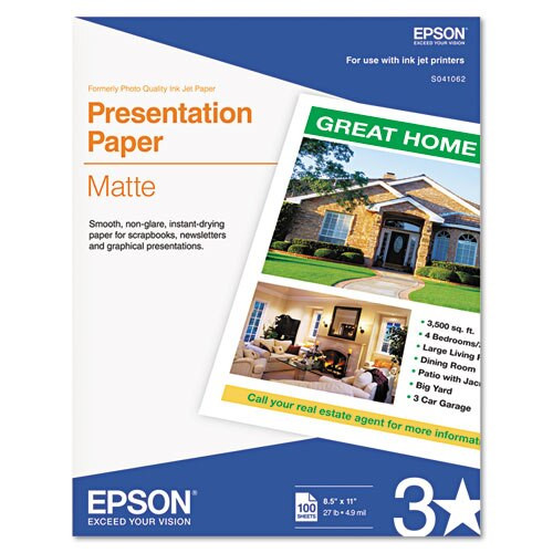 Matte Presentation Paper, 4.9 Mil, 8.5 X 14, Matte Bright White, 100/pack Matte Presentation Paper, 4.9 Mil, 8.5 X 14, Matte Bright White, 100/pack
