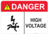 53-317 OSHA DANGER Sign: Danger Shocked Man, High Voltage. Available in vinyl label, aluminum sign, and reflective options. OSHA compliant safety signage.