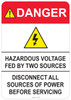 53-322 OSHA DANGER Sign: Danger Hazardous Voltage. Available in vinyl label, aluminum sign, and reflective options. OSHA compliant safety signage.