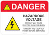 55-325 OSHA DANGER Sign: Danger Hazardous Voltage. Available in vinyl label, aluminum sign, and reflective options. OSHA compliant safety signage.