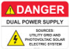 55-329 OSHA DANGER Sign: Danger Dual Power Supply. Available in vinyl label, aluminum sign, and reflective options. OSHA compliant safety signage.