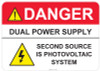 53-330 OSHA DANGER Sign: Danger Dual Power Supply. Available in vinyl label, aluminum sign, and reflective options. OSHA compliant safety signage.