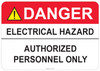 55-338 OSHA DANGER Sign: Danger Electrical Hazard. Available in vinyl label, aluminum sign, and reflective options. OSHA compliant safety signage.