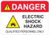55-342 OSHA DANGER Sign: Danger Electric Shock Hazard. Available in vinyl label, aluminum sign, and reflective options. OSHA compliant safety signage.